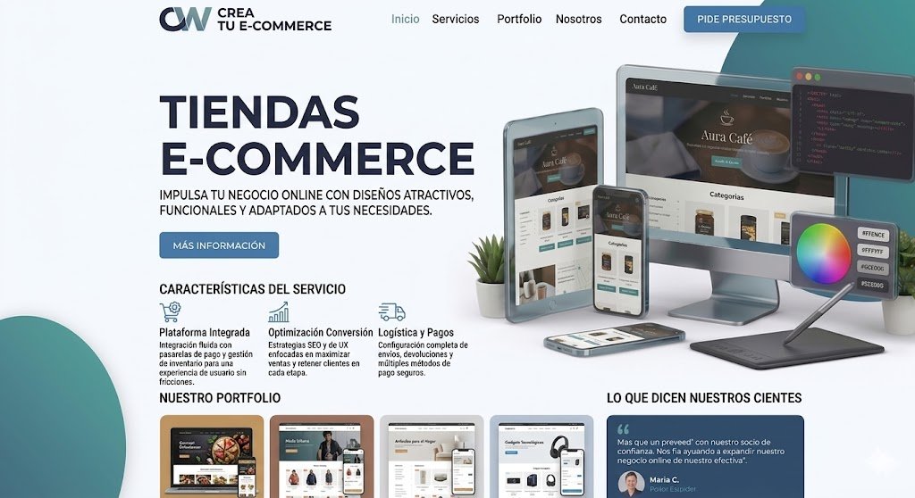 Captura de pantalla de la página web de prueba